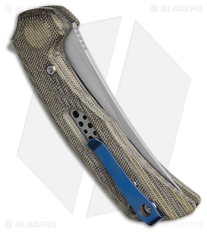 Reate PL-7 Knife Black/Green Micarta Belt Satin