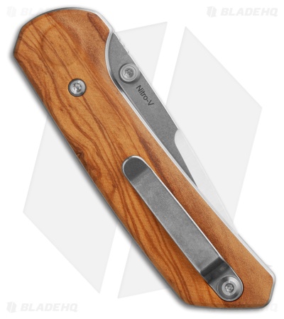 Reate PL-XT Pivot Lock Knife Olive Wood (3" Stonewash Nitro-V)