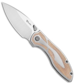Reate Iron Frame Lock Knife w/ Thumb Stud Brown Micarta  (3.25" Satin)