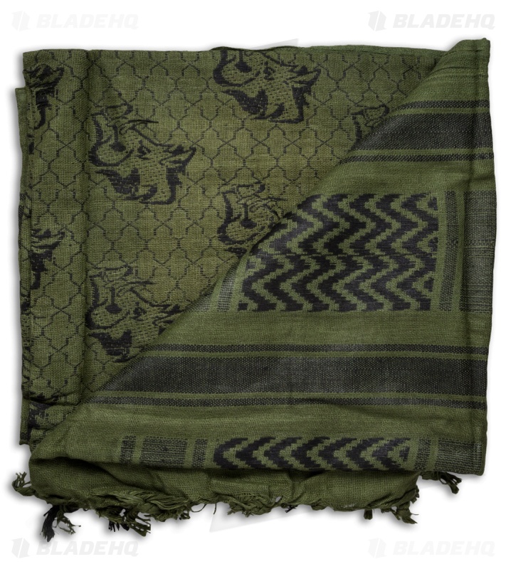 Red Rock Outdoor Gear Wild Hog Tactical Shemagh Head Wrap (OD Green/Black)