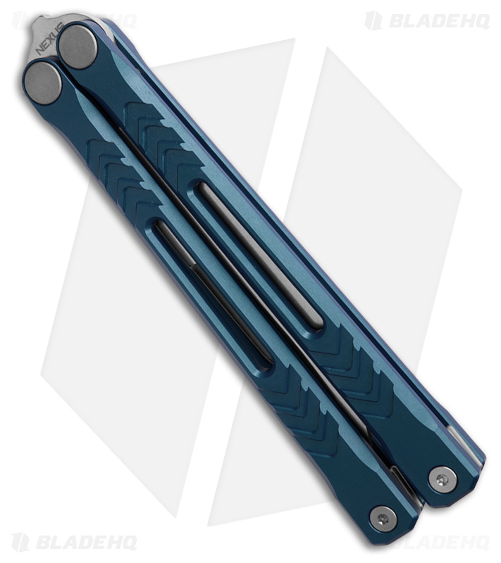 REVO Nexus Balisong Butterfly Knife Blue Anodized Aluminum (4.5" Stonewash)