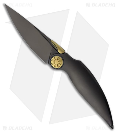 Rike Knife Predator-B Frame Lock Knife DLC Titanium/Gold (3.7" DLC M390)