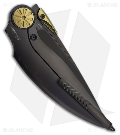 Rike Knife Predator-B Frame Lock Knife DLC Titanium/Gold (3.7" DLC M390)