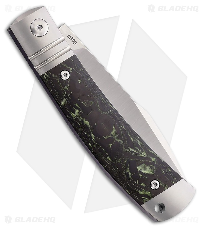 Rike Knife Slip Joint Pocket Knife Black + Green Carbon Fiber (3" Satin M390)
