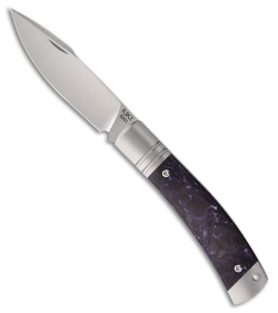 Rike Knife Slip Joint Pocket Knife Black + Purple Carbon Fiber (3" Satin M390)