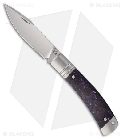 Rike Knife Slip Joint Pocket Knife Black + Purple Carbon Fiber (3" Satin M390)