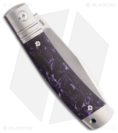 Rike Knife Slip Joint Pocket Knife Black + Purple Carbon Fiber (3" Satin M390)