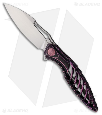 Rike Knife Thor 6 Frame Lock Knife Black Purple Titanium (3.4" Satin M390)