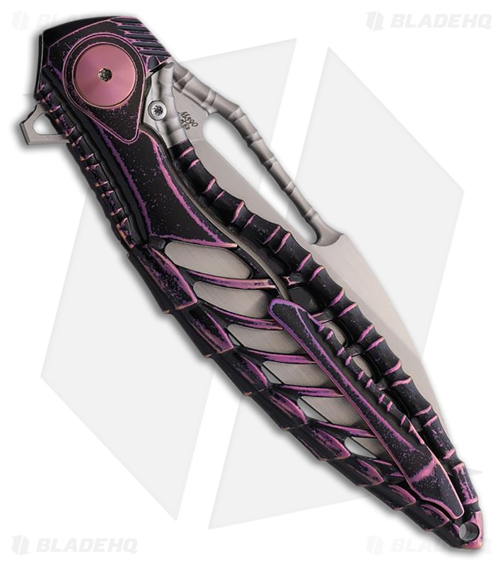 Rike Knife Thor 6 Frame Lock Knife Black Purple Titanium (3.4" Satin M390)