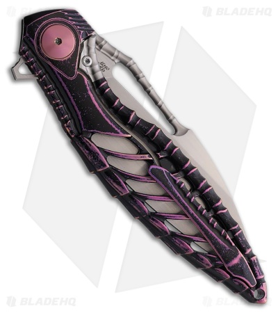 Rike Knife Thor 6 Frame Lock Knife Black Purple Titanium (3.4" Satin M390)