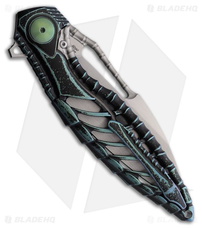 Rike Knife Thor 6 Frame Lock Knife Black Green Titanium (3.4" Satin M390)