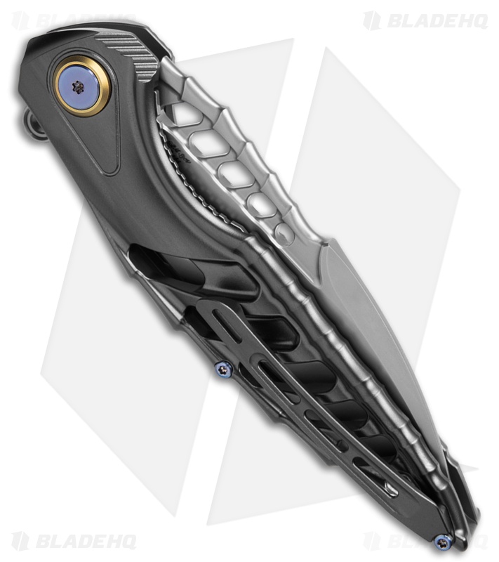 Rike Knife Thor7 Liner Lock Knife Integral Black Holed Titanium(3.5" S90V)