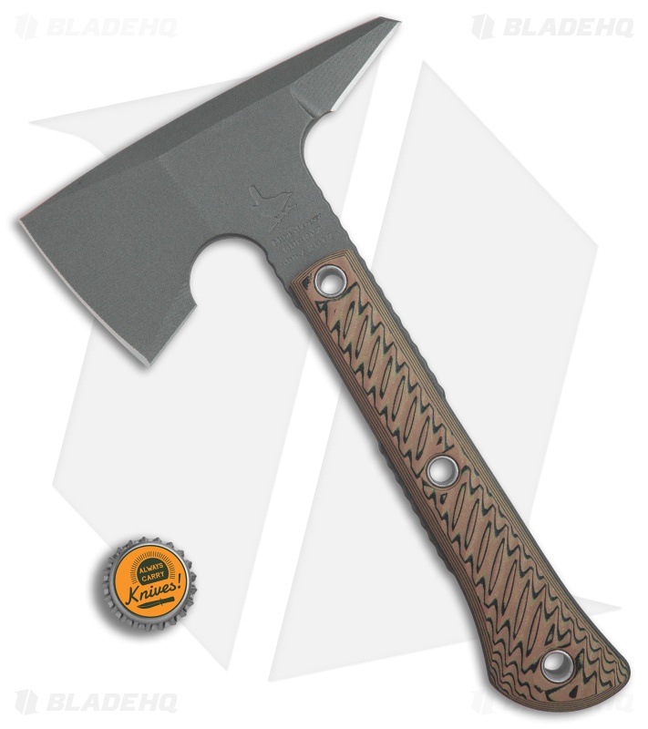 RMJ Tactical Mini Jenny 9.5" Tomahawk Axe Hyena Brown G-10 (Tungsten Cerakote) 
