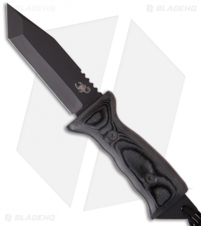 Scorpion Knives Overt Aviator Knife Fixed Blade (5" Black Plain)