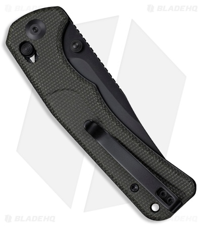 SENCUT Slybolt Crossbar Lock Knife Green Canvas Micarta (3.6" Black)