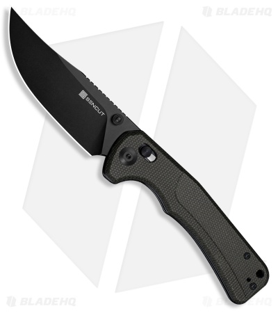 SENCUT Slybolt Crossbar Lock Knife Green Canvas Micarta (3.6" Black)