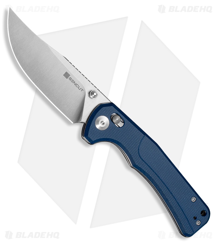 SENCUT Slybolt Crossbar Lock Knife Blue Canvas Micarta (3.6" Satin)