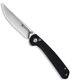 SENCUT Skelfin Button Lock Knife Black G-10 (3.3" Satin)