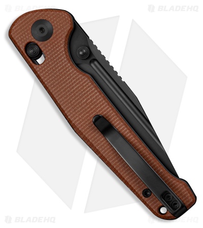 SENCUT Glenspar Crossbar Lock Knife Brown Canvas Micarta (3.5" Black)
