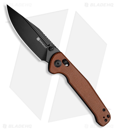 SENCUT Glenspar Crossbar Lock Knife Brown Canvas Micarta (3.5" Black)