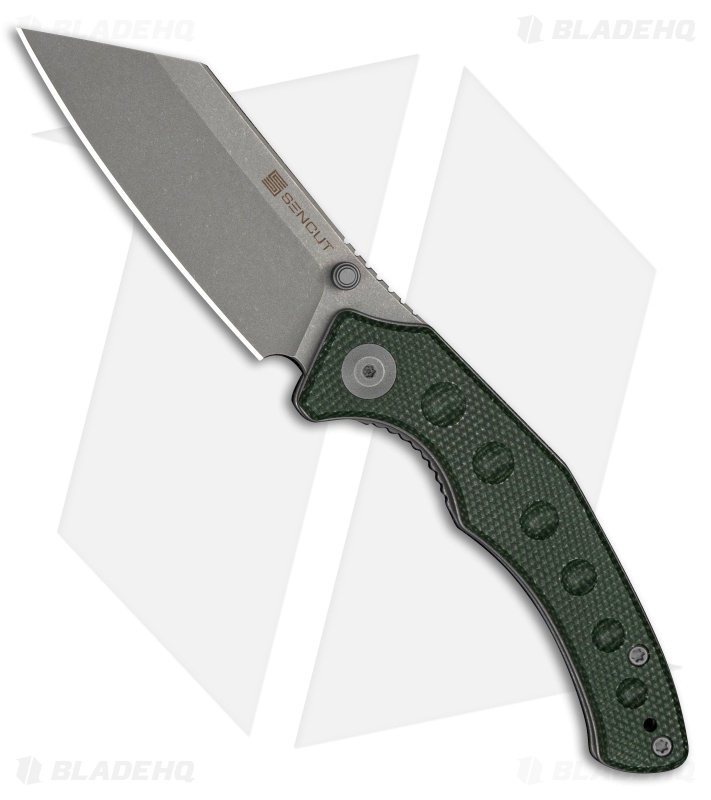 SENCUT Clout Liner Lock knife Green Canvas Micarta (2.99" Gray Stonewash)