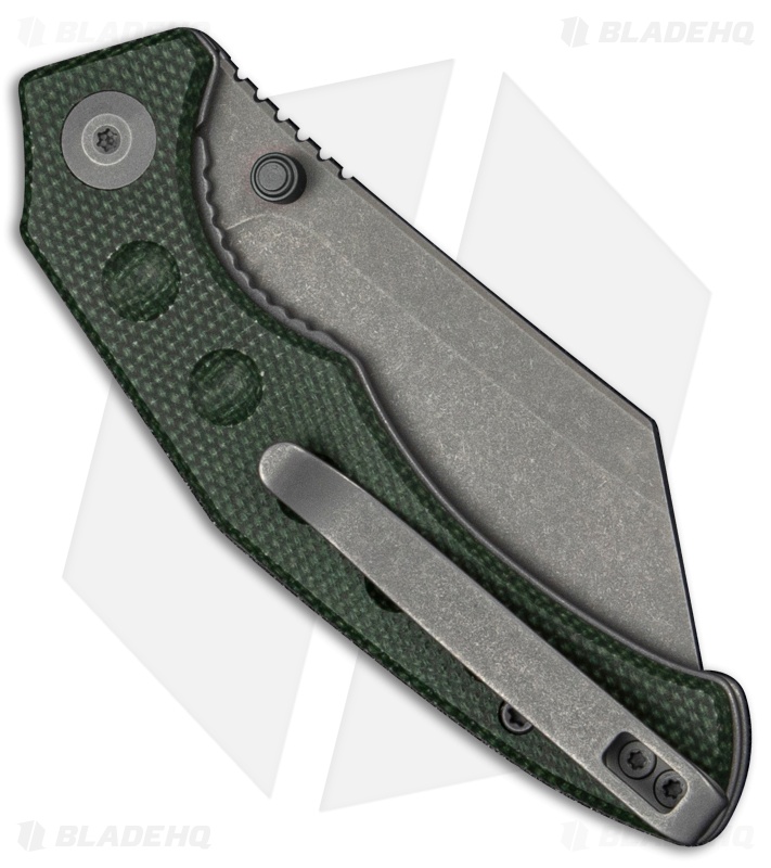 SENCUT Clout Liner Lock knife Green Canvas Micarta (2.99" Gray Stonewash)