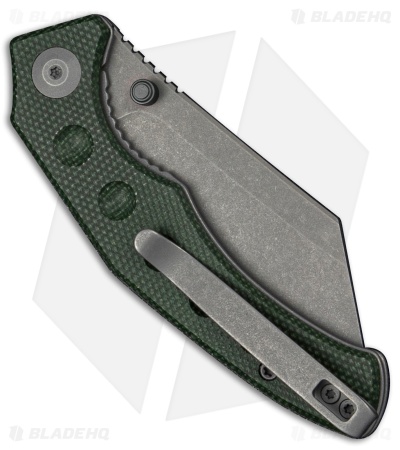 SENCUT Clout Liner Lock knife Green Canvas Micarta (2.99" Gray Stonewash)