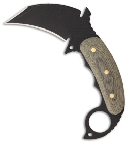 Shadow Tech Knives Combat Karambit Knife Fixed Blade Green Micarta (3" Plain)