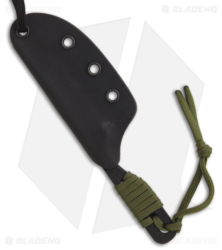 Shadow Tech Knives Hiker Bowie Knife Fixed Blade w/ OD Green Cord (3" Black)