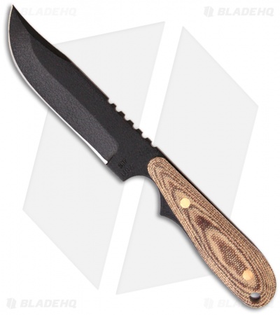 Shadow Tech Knives Wolf Bowie Knife Fixed Blade w/ Micarta (4.38" Black Plain)
