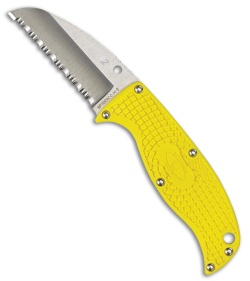 Spyderco Enuff Knife H1 Sheepsfoot Fixed Blade Yellow (2.75" Full Serr) FB31SYL