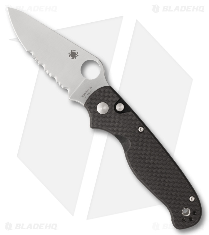 Spyderco ButtonUp Button Lock Knife Carbon Fiber (3.3" Satin Serr) C275CFPS