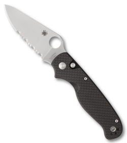 Spyderco ButtonUp Button Lock Knife Carbon Fiber (3.3" Satin Serr) C275CFPS