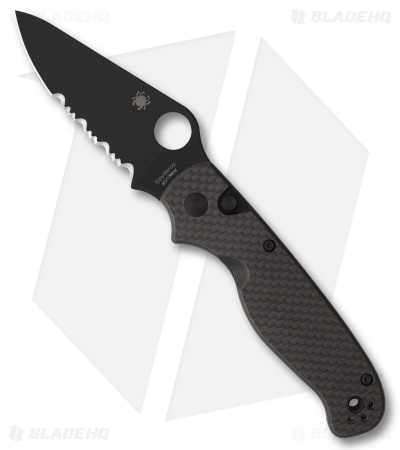 Spyderco ButtonUp Button Lock Knife Carbon Fiber (3.3" Black Oxide Serr)