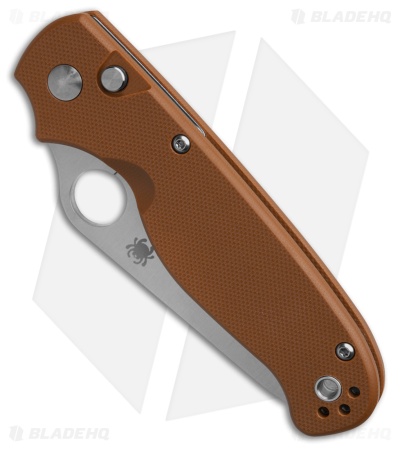 Spyderco ButtonUp Button Lock Knife Brown G-10 (3.3" Satin)