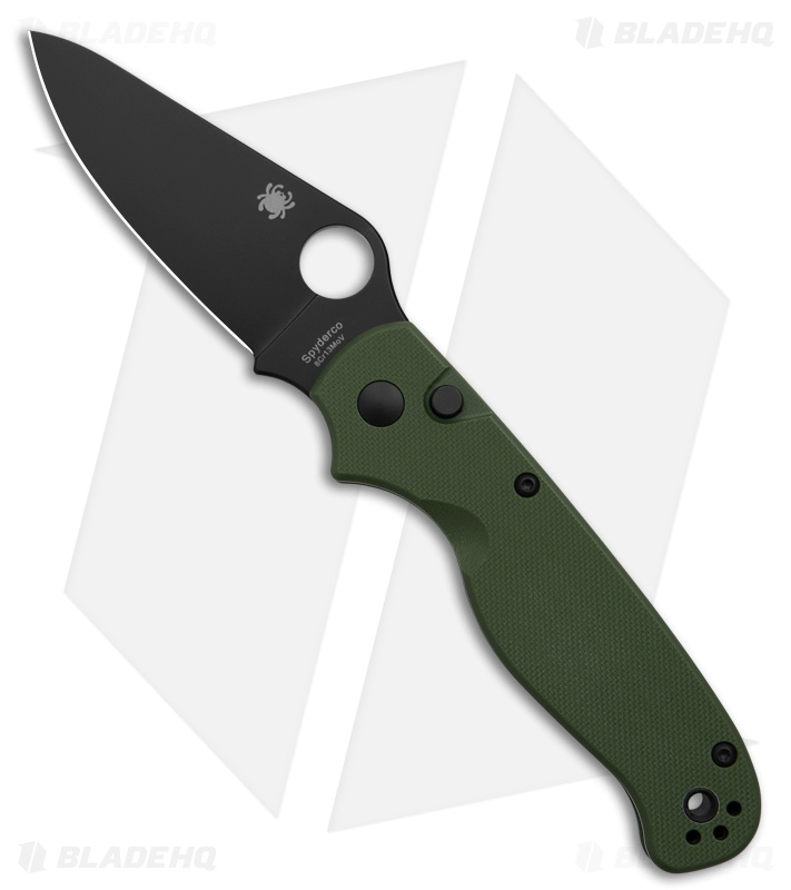Spyderco ButtonUp Button Lock Knife OD Green G-10 (3.3" Black)