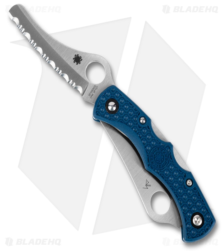 Spyderco Dyad Jr. Lightweight Twin Bladed Lockback Knife Blue FRN (2.4" Satin)