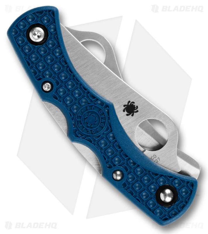 Spyderco Dyad Jr. Lightweight Twin Bladed Lockback Knife Blue FRN (2.4" Satin)