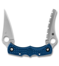 Spyderco Dyad Jr. Lightweight Twin Bladed Lockback Knife Blue FRN (2.4" Satin)