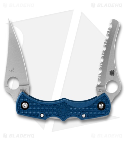 Spyderco Dyad Jr. Lightweight Twin Bladed Lockback Knife Blue FRN (2.4" Satin)