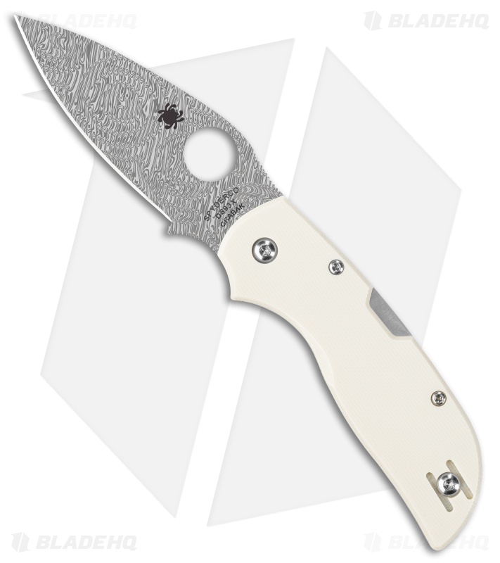Spyderco Chaparral Lockback Knife Ivory G-10 (2.8" Damasteel DS93X Grabak) 