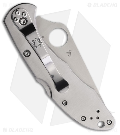 Spyderco Delica 4 Knife Stainless Steel SS Folder (2.88" Satin Full Serr) C11S