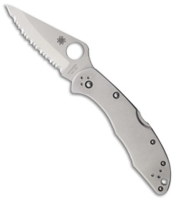 Spyderco Delica 4 Knife Stainless Steel SS Folder (2.88" Satin Full Serr) C11S