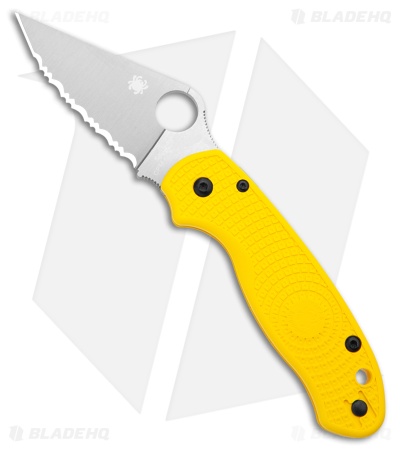Spyderco Para 3 Lightweight Salt Compression Lock Knife Yellow FRN (3" Satin FS)