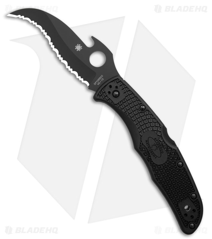 Spyderco Matriarch 2 Knife Emerson Black FRN (3.55" Black Full Serr) C12SBBK2W