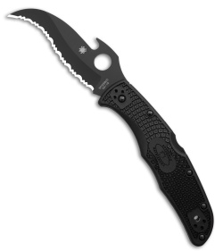 Spyderco Matriarch 2 Knife Emerson Black FRN (3.55" Black Full Serr) C12SBBK2W