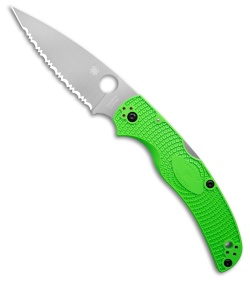 Spyderco Native Chief Lightweight Salt Knife Green FRN (4" Satin Serr LC200N)