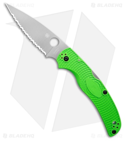 Spyderco Native Chief Lightweight Salt Knife Green FRN (4" Satin Serr LC200N)