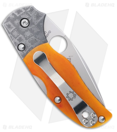 Spyderco Native 5 Lockback Knife 50th Anniversary Amber Bone (3" Polished S90V)