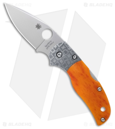 Spyderco Native 5 Lockback Knife 50th Anniversary Amber Bone (3" Polished S90V)